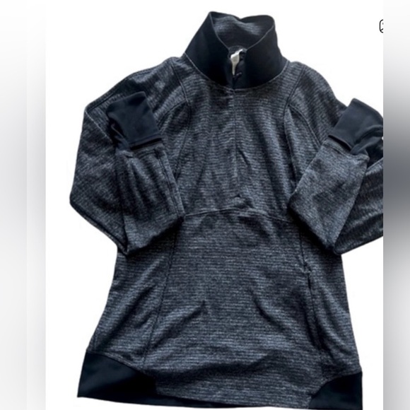 Lululemon Runderful 1/2 Zip Check Pique Black Heather Top Size 10 - Picture 6 of 11